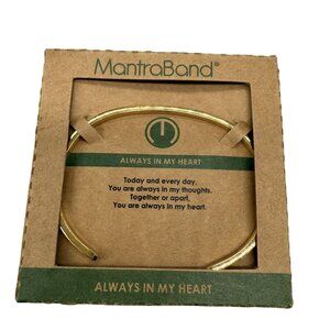 MantraBand Bracelet Open Cuff Gold Tone Always In My Heart Engraved NEW